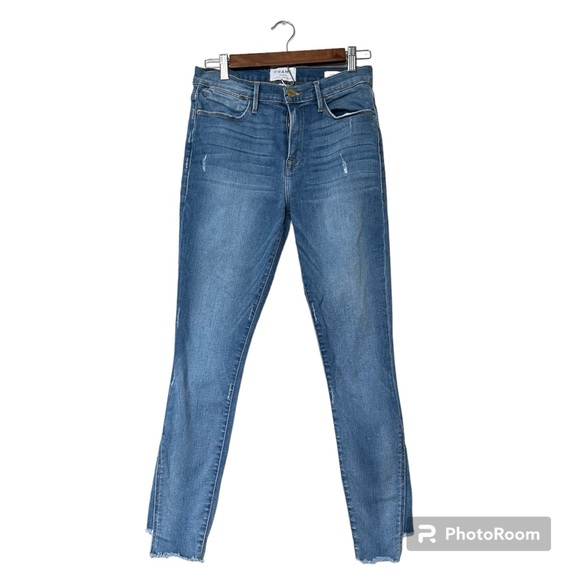Frame Denim Le High Skinny Jeans Womens 28 Boho Western Raw Hem High Rise - Picture 1 of 5